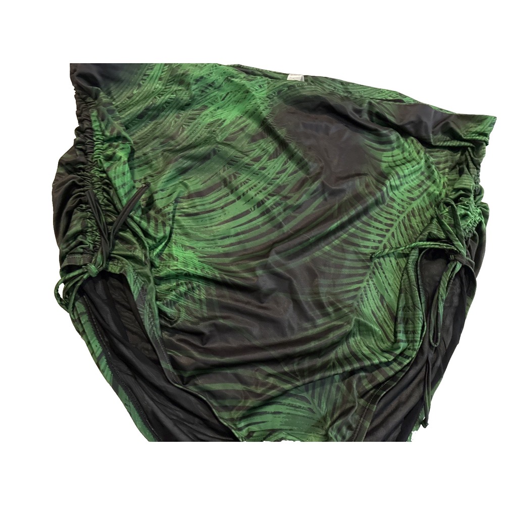 Swim by Cacique Green Tropical Palm Ruched Bikini Bottom 36 REPREVE‎ NEW